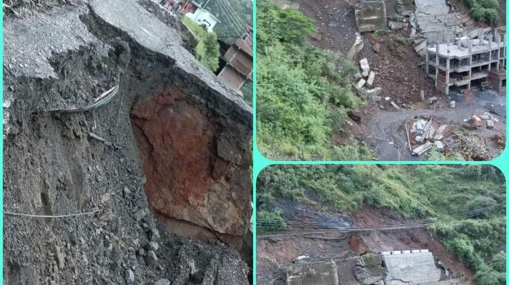 Shimla: NH-205 closed due to road collapse due to heavy rain