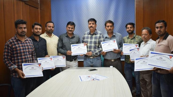 Dehra: Certificates of appreciation presented to the employees who demarcated the land of the Central University