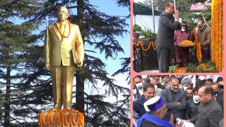 Shimla: Chief Minister Jai Ram Thakur pays tribute to Dr. Bhimrao Ambedkar on his death anniversary.
