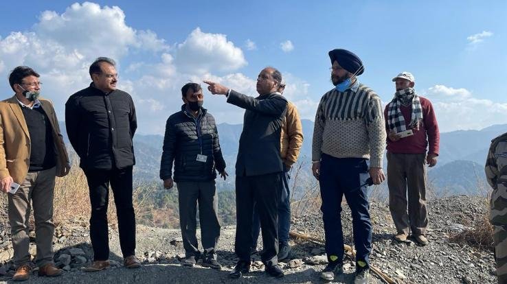 Shimla: Chief Minister Jai Ram inspects the progress of expansion work of Jubbarhatti airport