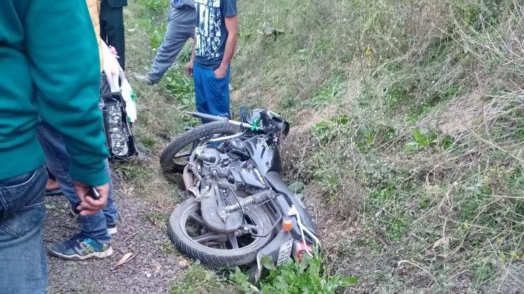 Bike collided with bride and groom's car, car damaged