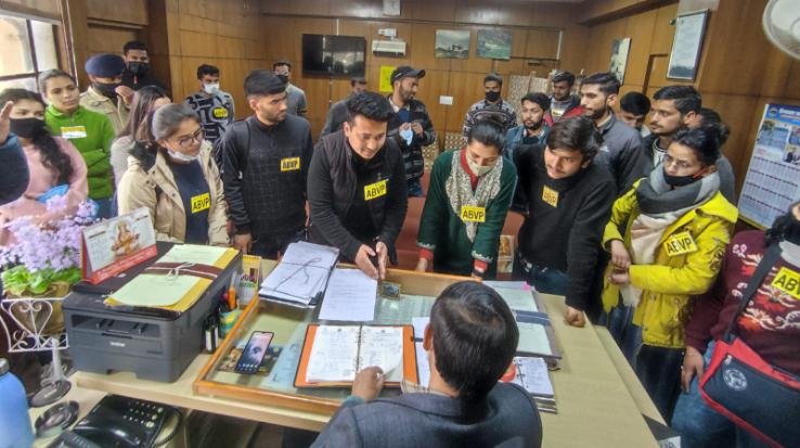 ABVP furious over non-declaration of PG result, gheraoed the controller of examination