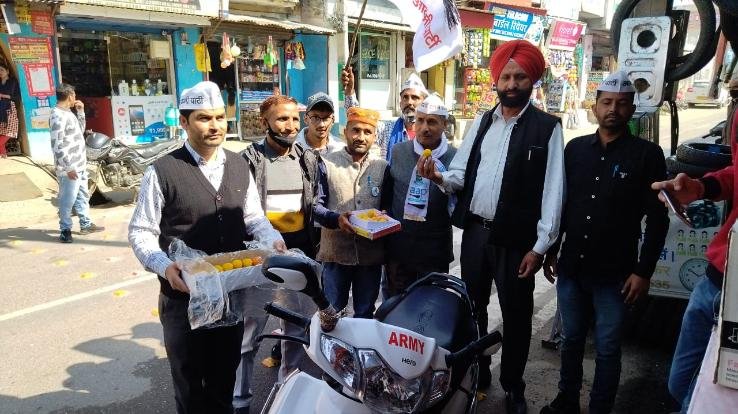 Aam Aadmi Party workers celebrated in Indora