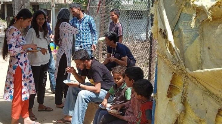 ABVP Dehra celebrated Ambedkar Jayanti by having a banquet with the children of poor families