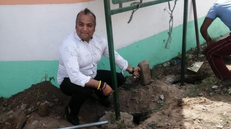 Plantation done on World Earth Day, Shivling came out in excavation