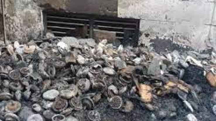 Fire broke out in illegal junk shop on forest department land