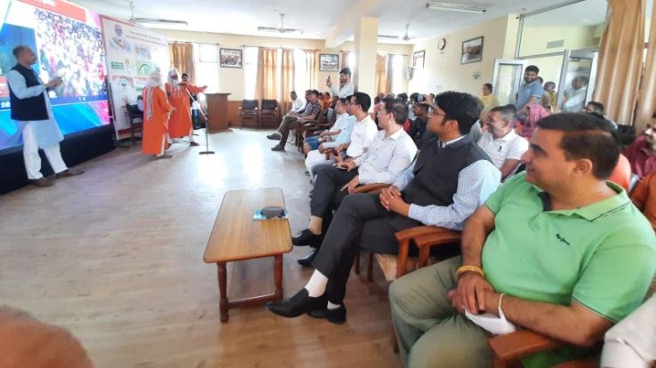 Prime Minister's address seen on LED screen at Krishi Vigyan Kendra Kendra