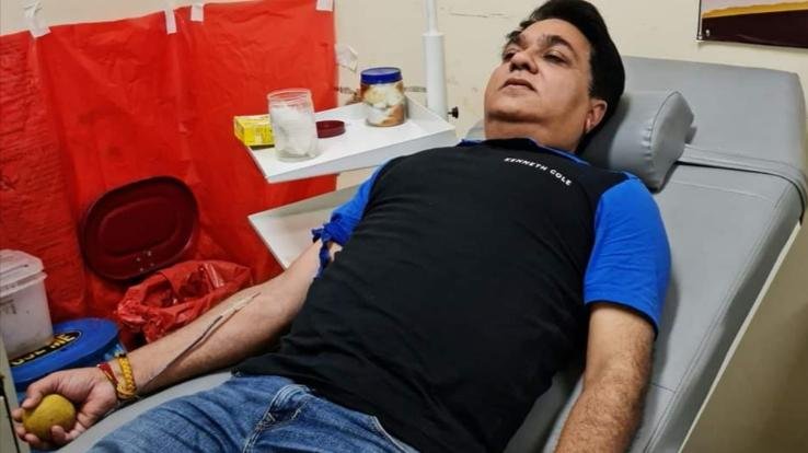 Virendra Chaudhary donated blood for the 45th time