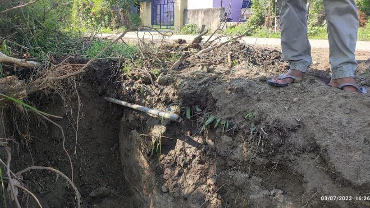 department broke the pipes of IPH department due to excavation of the dungeon