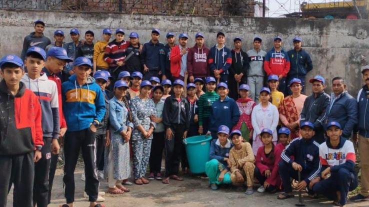 On the second day of NSS camp at Dadasiba School, students took the oath of cleanliness