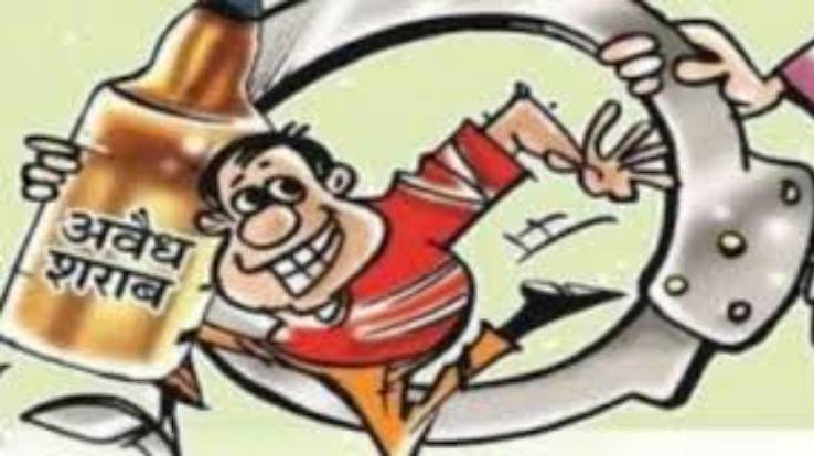 Police caught 7 bottles of illegal country liquor from shop in Valbhal