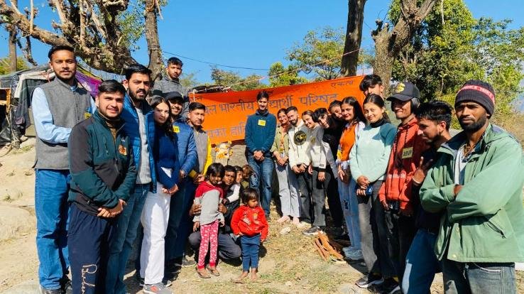 ABVP unit distributed kheer in slums on the occasion of Dr. Bhimrao Ambedkar's death anniversary