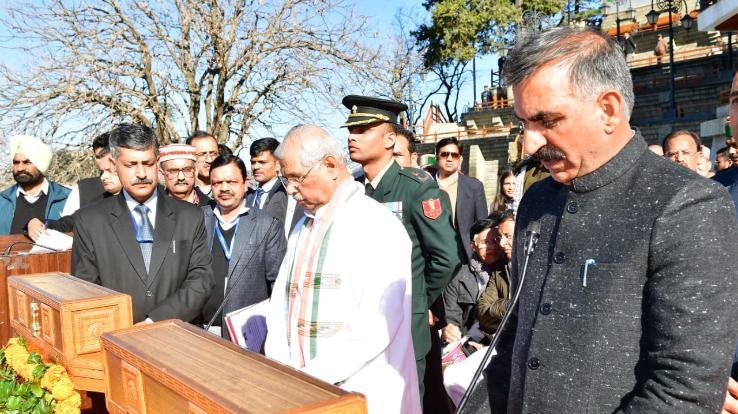 Sukhwinder Singh Sukhu took oath as Himachal Chief Minister and Mukesh Agnihotri as Deputy Chief Minister.