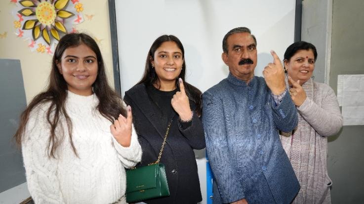 Shimla: Chief Minister Sukhu voted in Chhota Shimla.