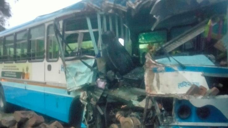 Haryana Roadways bus met with an accident in Una, 2 killed