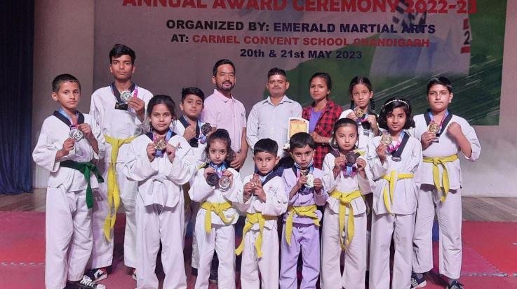  Jwalamukhi: 11 children of Himachal Emerald Martial Arts Khudinya won medals in Taekwondo