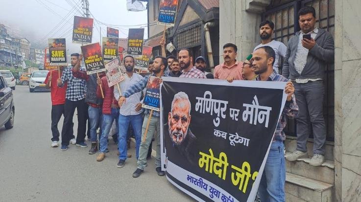  Youth Congress protests in Shimla against atrocities on women in Manipur