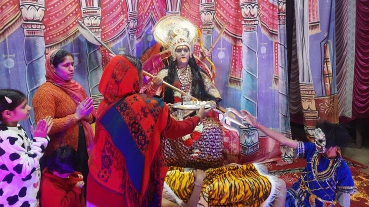 The third day of Ramlila started with the tableau of Kali Mata in Kunihar.