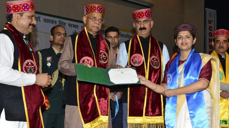 The Governor awarded degrees to meritorious students in the 12th convocation of Nauni University.