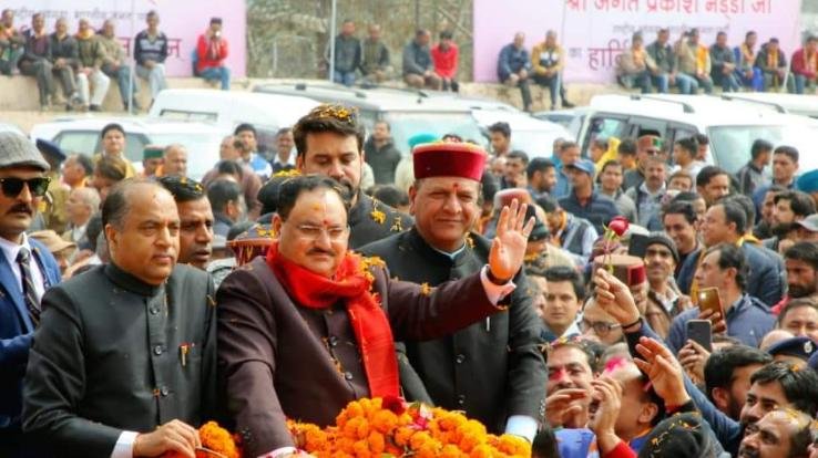 National BJP President accorded rousing welcome at Solan