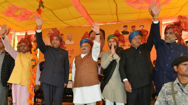 भाजपा के राष्ट्रीय अध्यक्ष जगत प्रकाश नड्डा का बिलासपुर में भव्य स्वागत