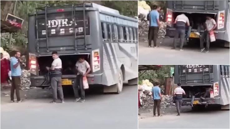 Chamba: First, passengers were crammed into the bus, then when there was no space left, they were made to sit in the trunk.