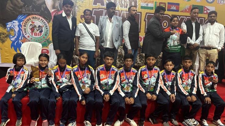 B L School Kunihar students won gold medal in Asian Thai Boxing Championship