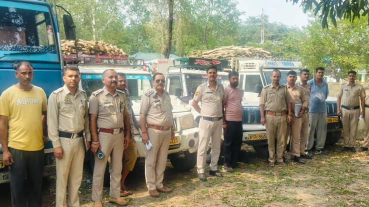  Illegal timber transportation exposed due to the vigilance of Nurpur police; three cases registered, and seven vehicles seized.
