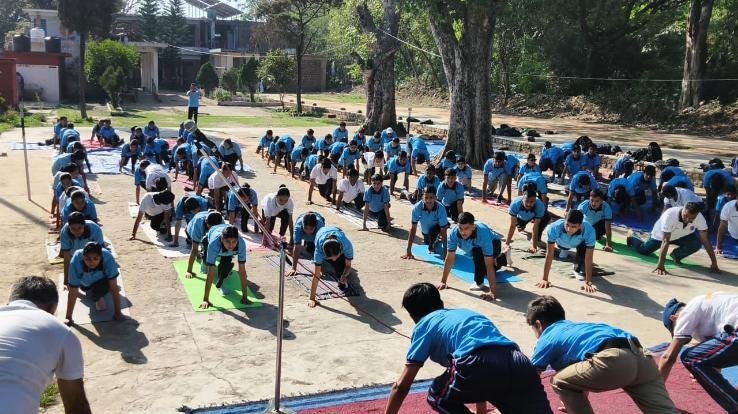 NCC cadets performed yoga at Dhaliara School on International Yoga Day.