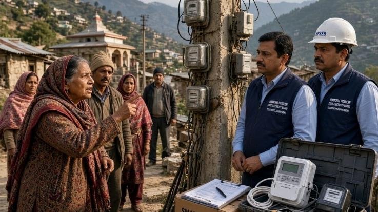 Dispute erupts with Electricity Board team arriving to install smart meters; woman slaps Junior Engineer, causing a commotion at the scene.