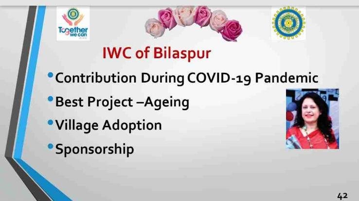 इनरव्हील क्लब बिलासपुर को मिला बेस्ट प्रोजेक्ट का खिताब