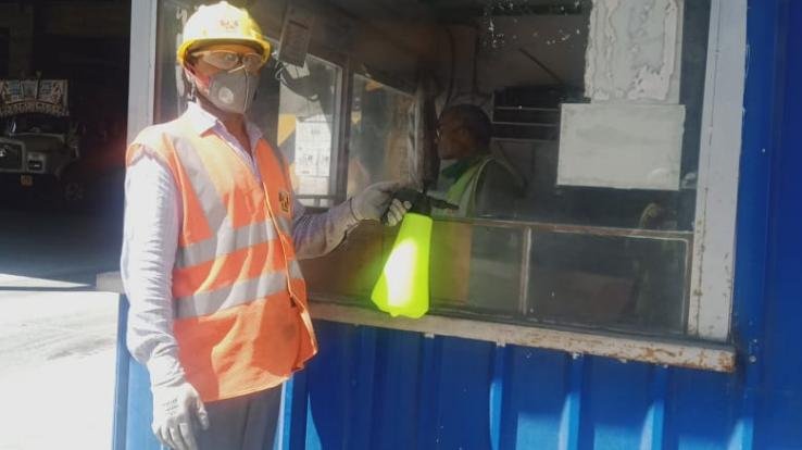 Ultratech-Cement-Company-sprays-sanitizer-in-factory-premises