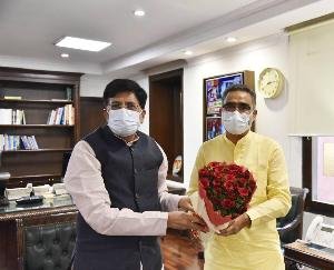 Industries Minister Bikram Singh meets Union Minister of Railways, Commerce and Industry Piyush Goyal in Delhi
