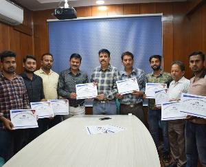 Dehra: Certificates of appreciation presented to the employees who demarcated the land of the Central University
