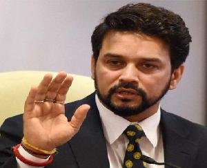 Shimla: Union Minister Anurag Thakur arrives at a two-day conference of presiding officers