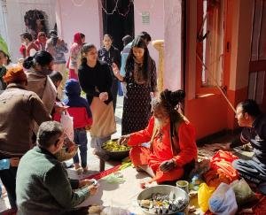 Devotees gathered in the Shiva temple, Darlaghat