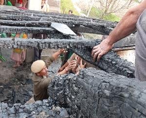 Fire broke out in one and a half storey slate posh house in Shirdh of Ujhi valley of the district.