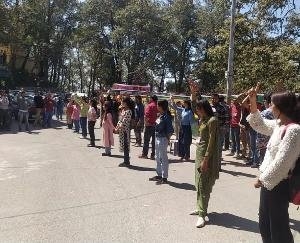 SFI unit staged a sit-in protest inside the university