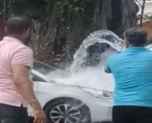 Fire in the car of a couple who came to Himachal from Ludhiana