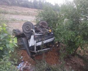 Tipper overturned on Maira bridge