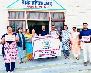 Jwalaji College, the professor's union staged a sit-in protest over the demands