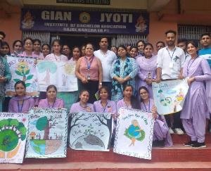 Poster making competition held during Environment Week at Gyan Jyoti Education College