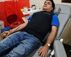 Virendra Chaudhary donated blood for the 45th time