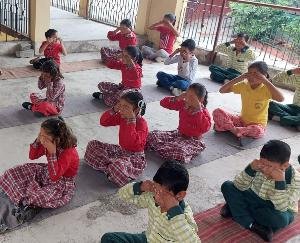 World Yoga Day celebrated with pomp in Lambagaon school