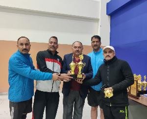  Mathur and Jagdish became runners-up in single and double in Veterans Badminton Competition
