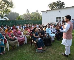 A group of Bhoranj village heads and students of Career Point University met Anurag in Delhi