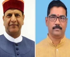 BJP State President Bindal and Organization General Secretary Siddharth on their stay in Sirmour district on 14th