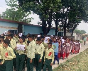  Indora: Riyali's students took out a rally and explained the ill effects of tobacco