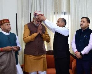 Union Minister Prahlad Patel was welcomed on reaching Shimla