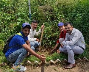 Jaisinghpur: Volunteers planted 75 saplings under 'Meri Mati, Mera Desh' program
